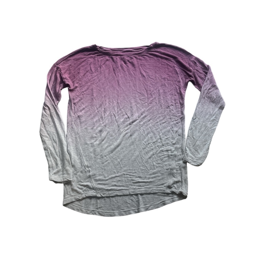 Lou & Grey Ombré Purple Gray Long Sleeve Slub Top Shirt Women’s Small